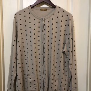 Naulover Polka Dot Cardigan in Light Tan & Grey